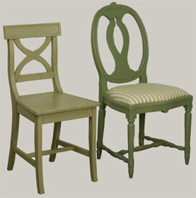 Vihreät maalaisromattiset tuolit