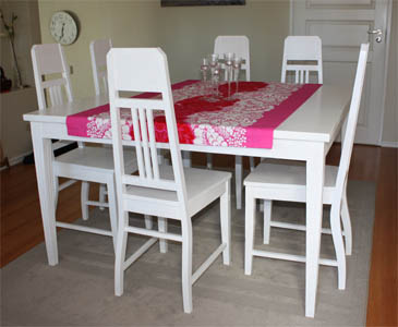 Valkoinen neliskulmainen pöytä